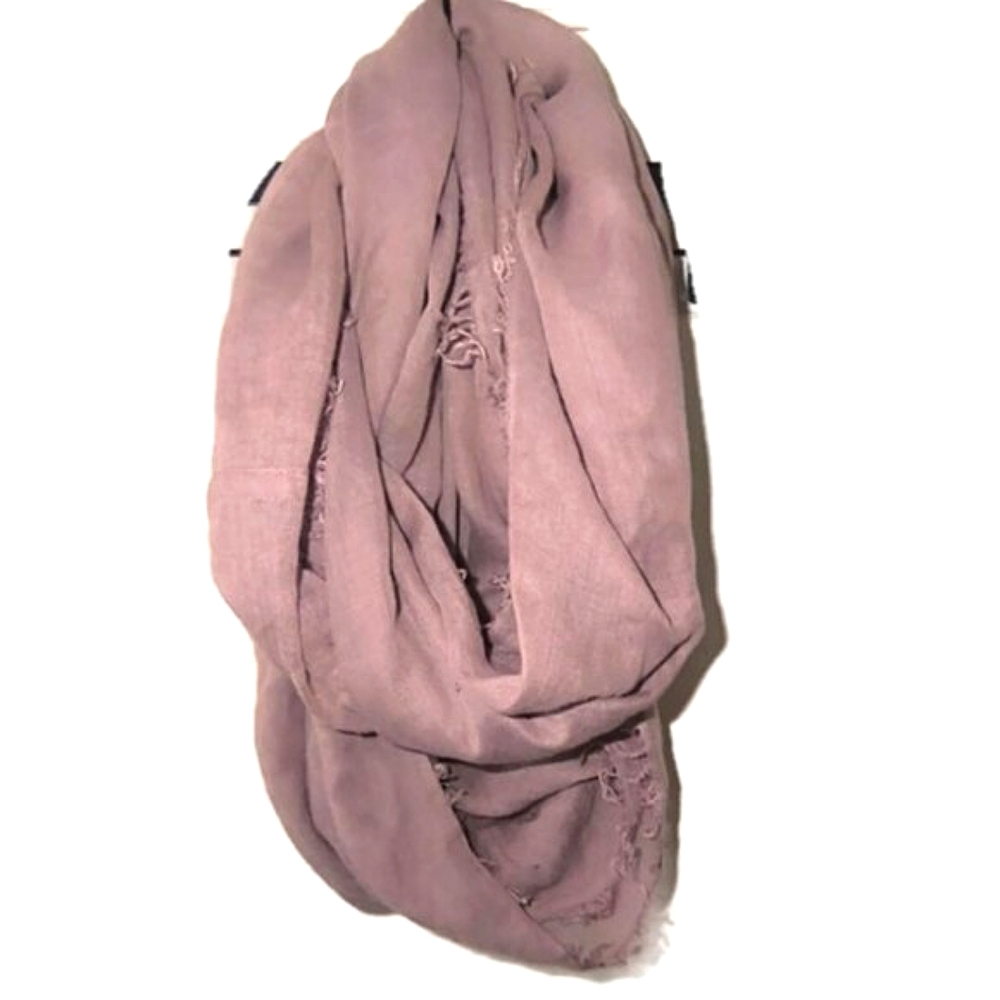 Modena Wrap Around Fringe Edge Mauve Scarf  